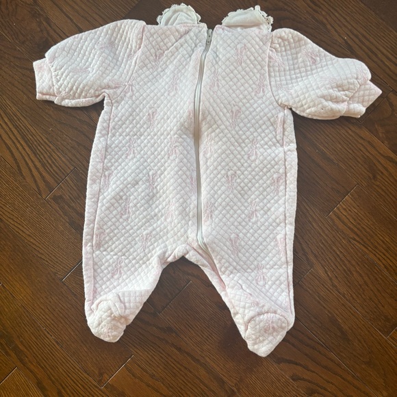 Vintage Peter Rabbit Pink Footed One Piece with Ruffled Collar and Embroidery - Picture 2 of 9